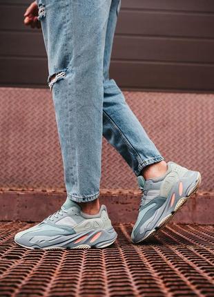 Yeezy boost 700 inertia "grey" рефлективні чоловічі сіро-блакитні кросівки унісекс / чоловічі кросівки рефлективні