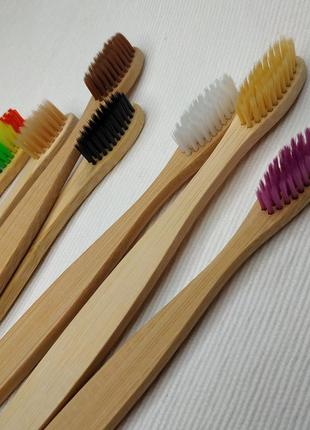 Бамбукова зубна щітка натуральна5 фото
