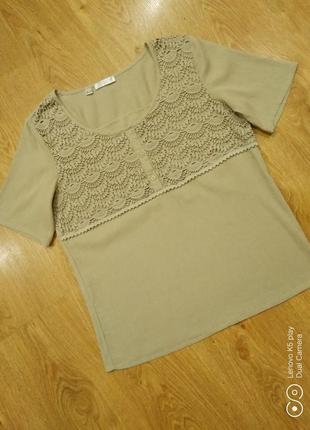 Красивая блузка-вискозная жатка-кружево-беж-m-l-bonprix3 фото