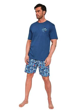 Мужской домашний хлопковый комплект синего цвета cornette 326/104 blue dock 2