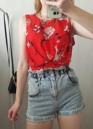 🔥шикарна блуза топ у квітковий принт з гарною спинкою