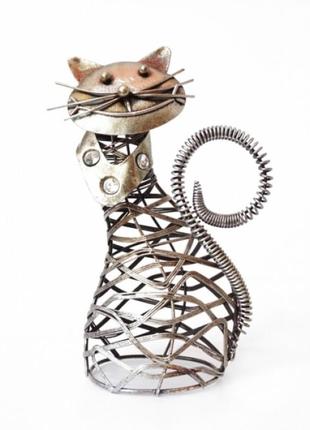 Статуэтка из металла кот интерьерный стимпанк