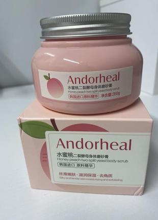 Скраб пілінг для тіла andorheal honey peach з екстрактом персика і меду 350 g