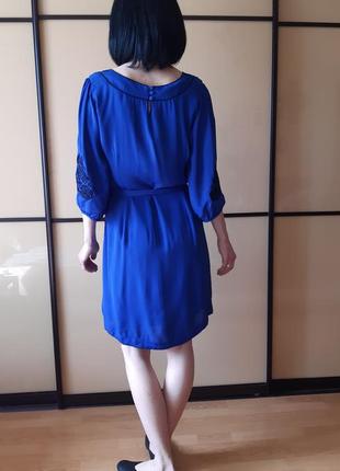 Красивое синее платье с вышивкой, этно, вышиванка под поясок monsoon7 фото