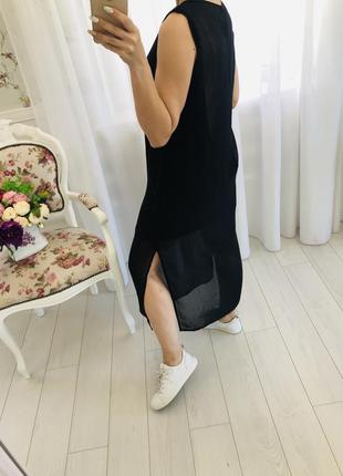 Zara длинное чёрное платье шифон8 фото