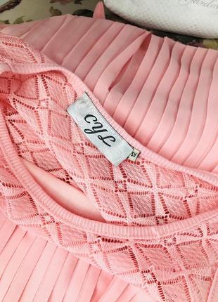 Розовое платье туника плиссированное плиссе6 фото