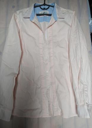 Сорочка довгий рукав, ніжний персик, котон