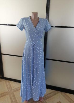 Красивейшее нежно/голубое платье впол, s/m/l