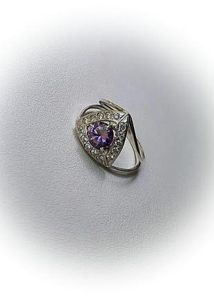 🫧 19 розмір кільце срібло цирконій бузковий