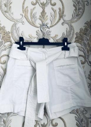 Белые шорты хлопок лен модные стильные