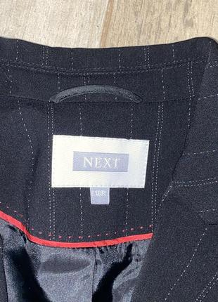 Чёрный классический костюм в полоску с длинной юбкой,миди юбка,приталенный жакет8 фото