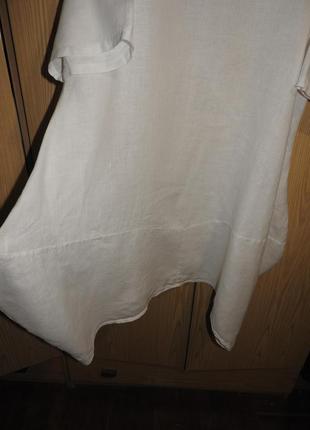 Льняная белая туника-платье италия 100% лен туніка-сукня біла італія льон