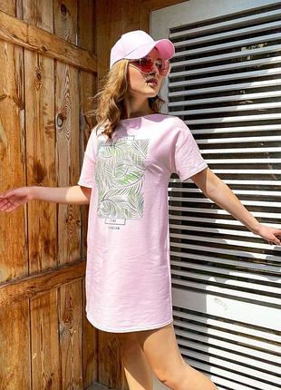 Мини💕платье футболка оверсайз свободного кроя с принтом 4 цвета