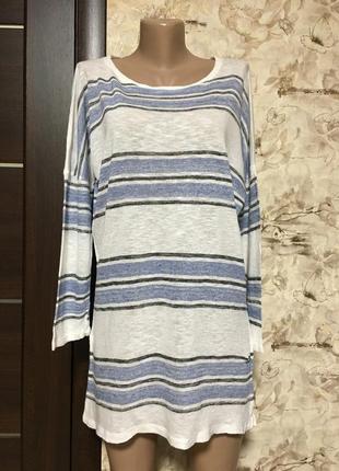 Оригінальний лляної лонгслив,туніка в смужку lucky