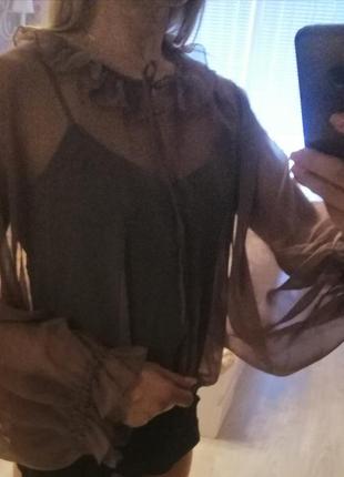 Шифоновая накидка, блуза цвета тауп3 фото