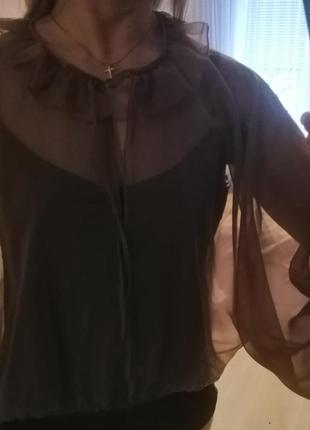Шифоновая накидка, блуза цвета тауп5 фото
