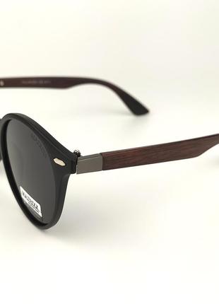 Солнцезащитные очки «stone» c черной роговой оправой и темно-серой линзой5 фото