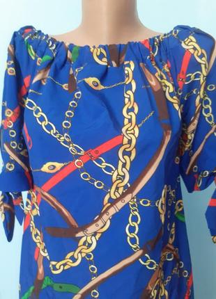 Блуза в принт цепи,блуза винтажная,блуза яркая, туника2 фото