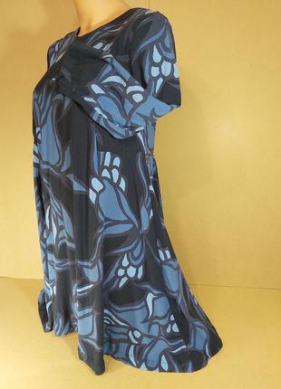 Сукня трапеція h&m з довгим рукавом. чорно-синя сукня-трапеція віскоза. сукня міді4 фото