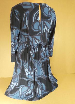 Сукня трапеція h&m з довгим рукавом. чорно-синя сукня-трапеція віскоза. сукня міді5 фото