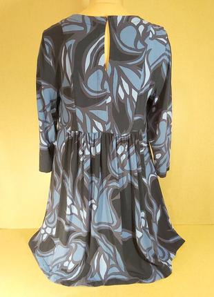 Сукня трапеція h&m з довгим рукавом. чорно-синя сукня-трапеція віскоза. сукня міді7 фото