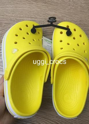 Crocs crocband lemon/white 37-44 р жовті крокс шльопанці сабо жіночі крокси