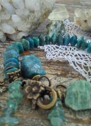 Браслет з апатиту амазоніту натуральний камінь стиль бохо