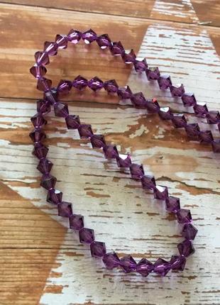 Колье ожерелье стекло сваровски цвет фиолетовый3 фото