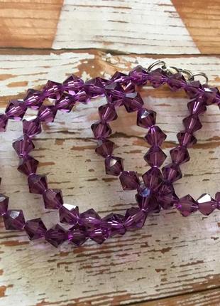 Колье ожерелье стекло сваровски цвет фиолетовый5 фото