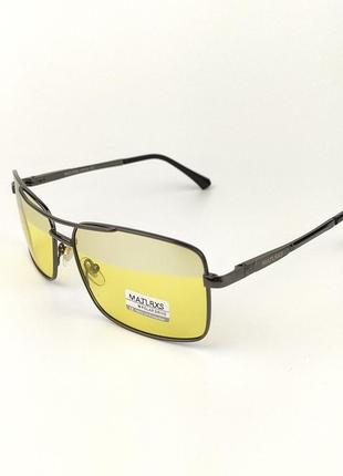 Солнцезащитные очки квадратной формы «sea» с черной металической оправой и желтой линзой