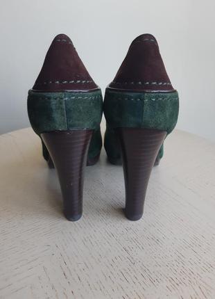 Attizzare туфли замшевые зеленые с коричневой вставкой7 фото