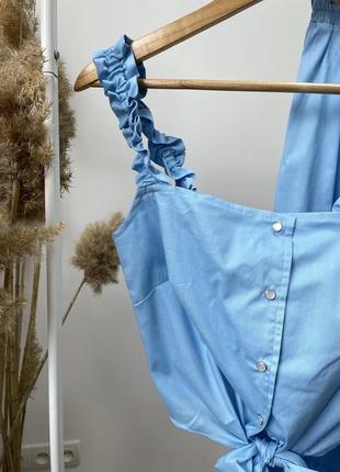 Летний женский костюм топ на завязках и юбка, цвет голубой! ликвидация остатков2 фото