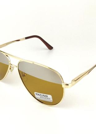 Солнцезащитные очки-авиаторы «burn» с золотой металлической оправой3 фото
