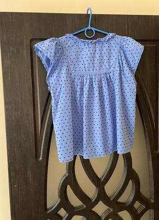 Шикарна, котонова блуза, синього кольору, в мілкий, горошок. від дорогого бренду:gap5 фото