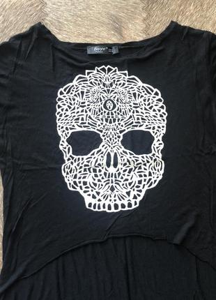 Оригинальная брендовая beppe® fashion черная футболка с белым черепом