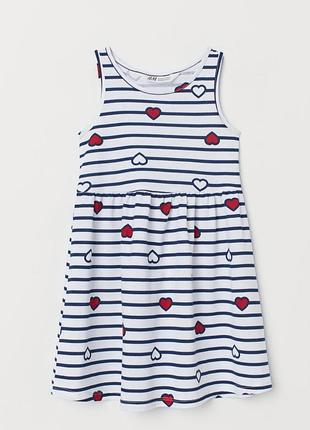 Платье в полоску и сердечка h&amp;m 122/128см