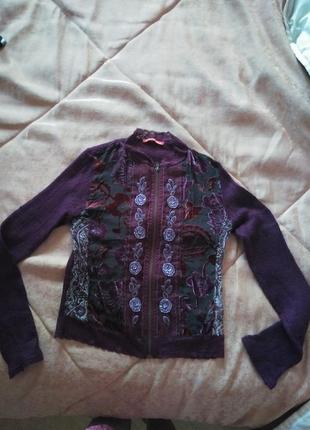 Кофта фиолетовая нарядная с вышивкой и панбархатом