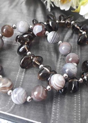 Агат ботсвана и раухтопаз индия