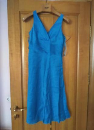 Платье голубое (лен с шелком)
