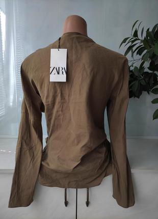 Шикарна стильна сорочка zara (у складі льон) розмір м2 фото
