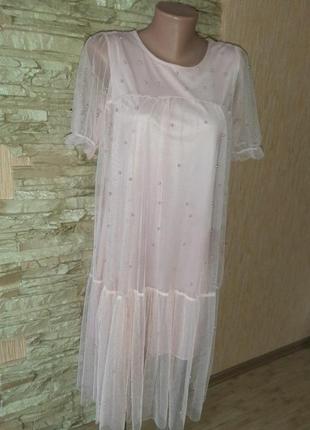 Ніжне фатиновое літнє плаття з перлами8 фото