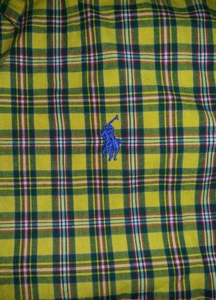 Стильная яркая рубашка с коротким рукавом шведка ralph lauren на 7-8 лет