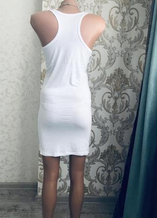 Біла базова майка подовжена, майка-плаття можна під сукні , як чохол базова2 фото