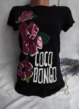 Coco bongo 🌺 футболка подовжена квіти натуральна бавовна трикотаж принт фуксія