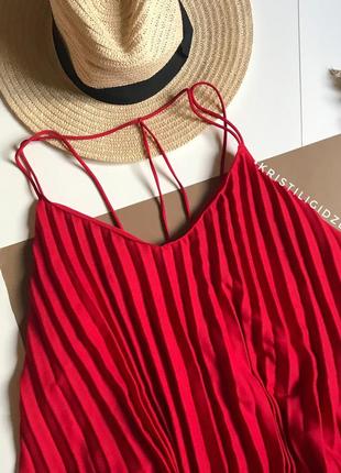 Платье красное алое плиссе плиссерованное трапеция свободное asos6 фото