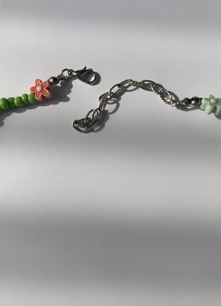 Чокер, ожерелье из бусин (цветочки)2 фото