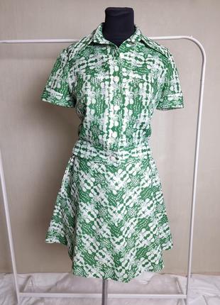 Милый винтажный костюм зеленый топ и юбка ретро6 фото