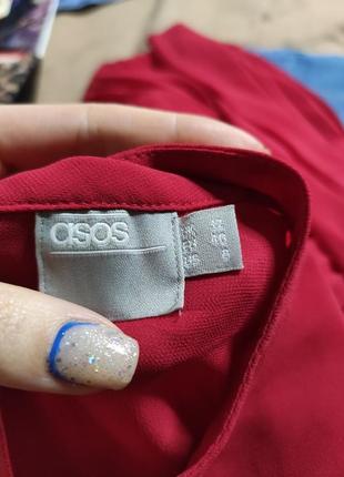 Asos асос платье красное миди плиссированное плиссе кружево гипюр сеточка классическое7 фото