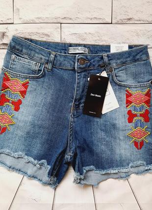 Жіночі джинсові шорти з вишивкою zeo basic🌿1 фото