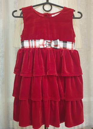 Платье нарядное, красное, бархатное feu follet, next, mayoral, tu, zara, h&amp;m, primark, george, f&amp;f